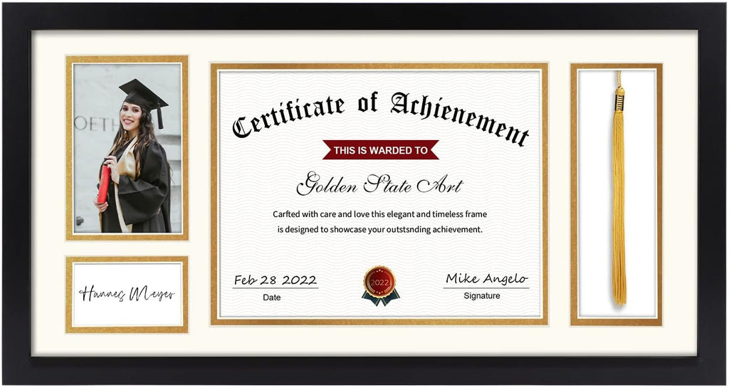 11x22 Certificate Frame with Tassel Holder & Real Glass W4851