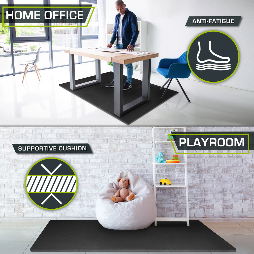 Black 1-in Exercise Puzzle Mat 6 Tiles S536