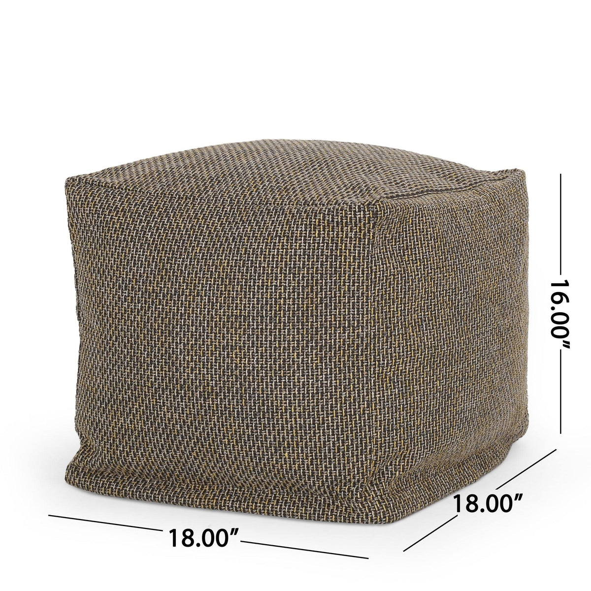Brown Yellow Fabric Cube Pouf P9127