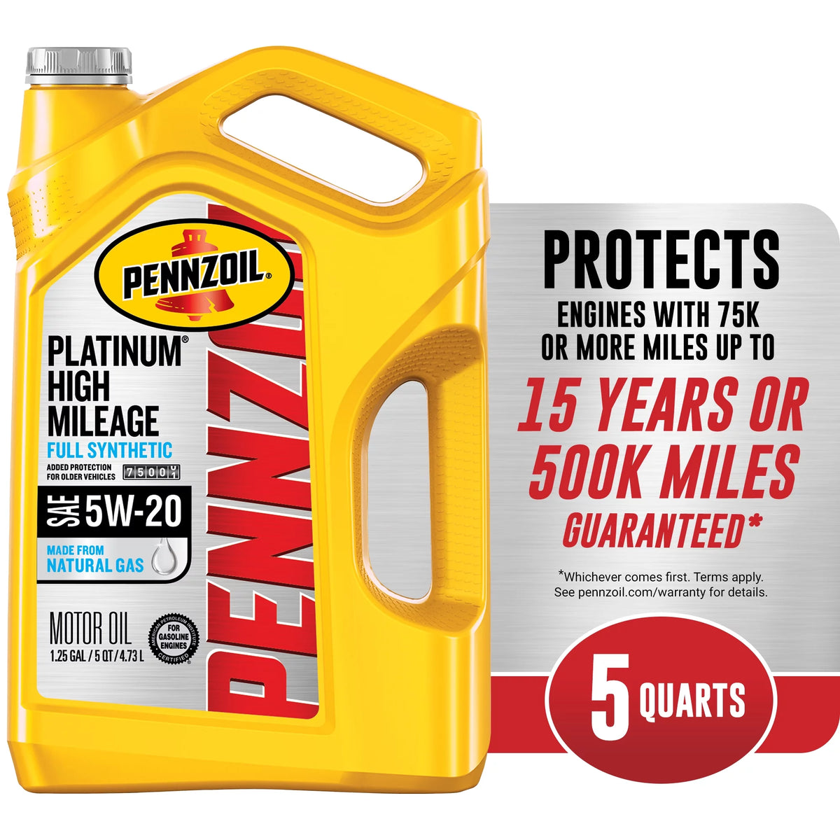 Full Synthetic High Mileage 5W-20 Motor Oil, 5 Quart O578010