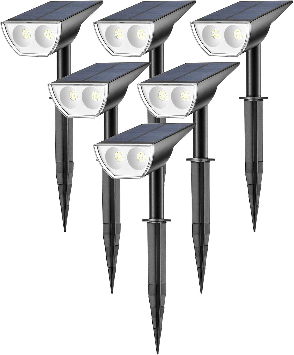 12 LED Solar Powered Landscape Spotlights, IP67 Waterproof, 6 Pack, Cool White Z450