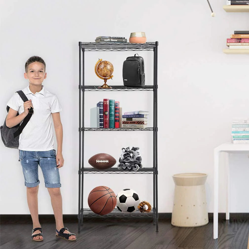 5-Shelf Black Metal Freestanding Shelves X17225