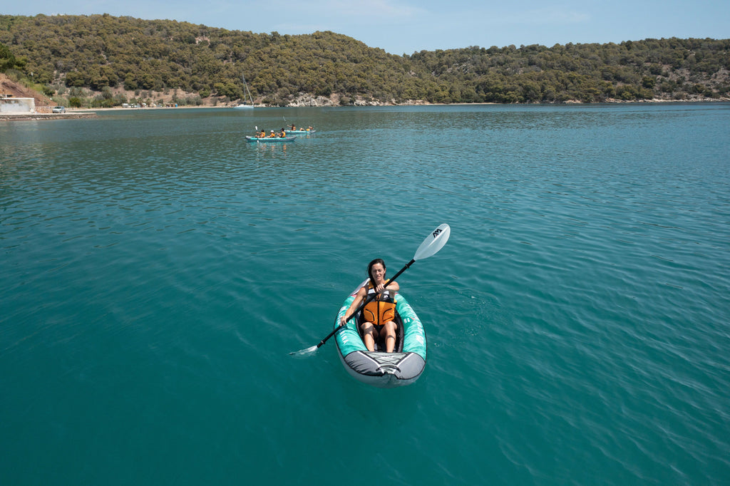 1 Person Inflatable Recreational Kayak with Carry Bag, Paddle, Fin, Pump & Safety Harness N137