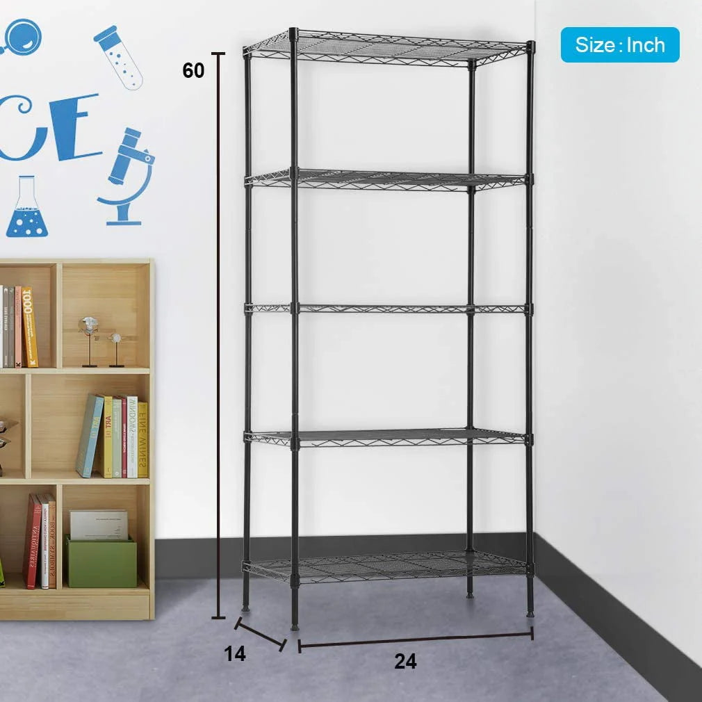 5-Shelf Black Metal Freestanding Shelves X17225