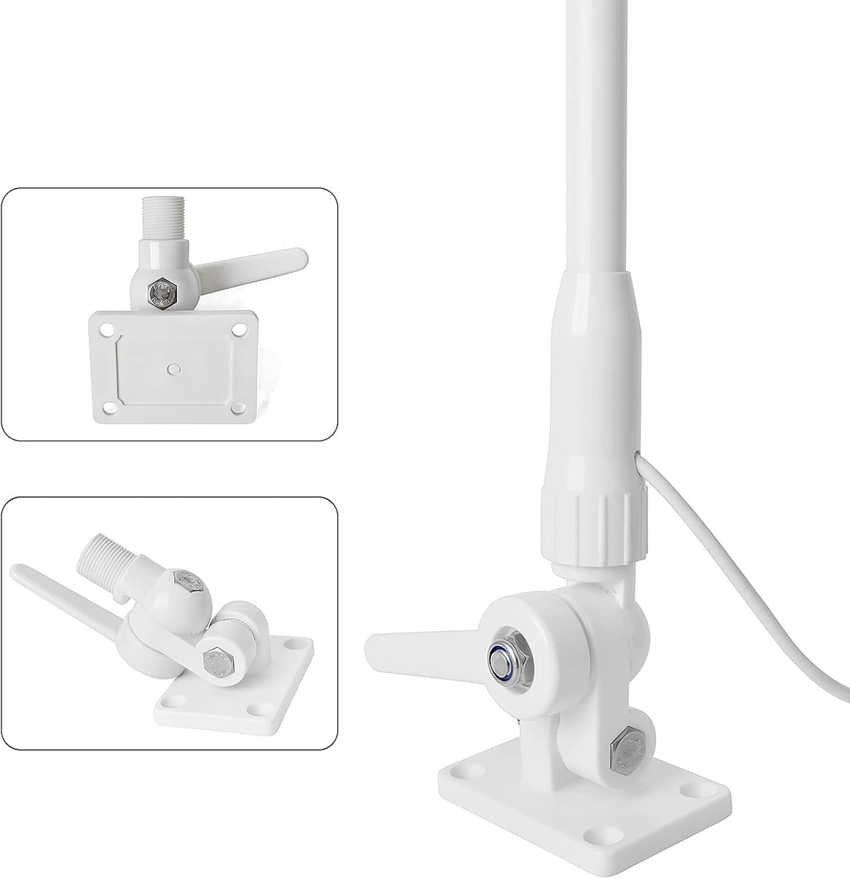 VHF 156-163MHz 50W 43inches 3dBi White Adjustable Marine Fiberglass Antenna with RG58 Cable W6944
