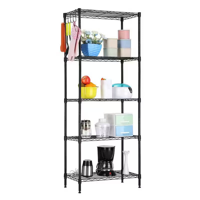 Black 5-Tier Heavy Duty Steel Storage Shelving Unit X322936