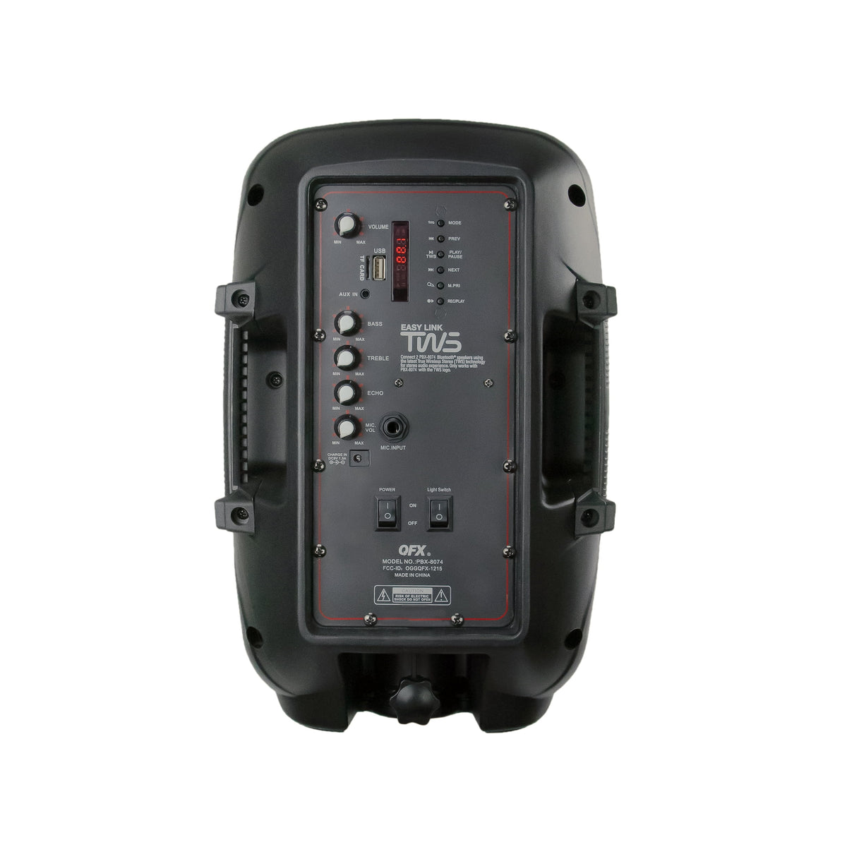 8” Bluetooth Rechargeable Speaker with LED Party Lights and Wired Microphone M9961
