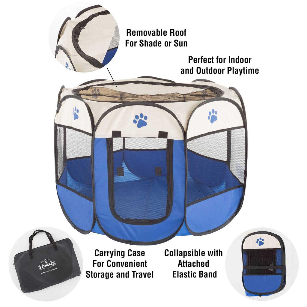 Pop-Up Pet Playpen with Carrying Case Blue W207