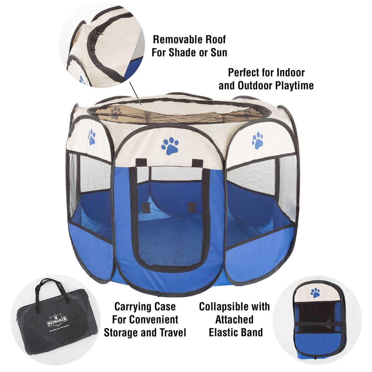 Pop-Up Pet Playpen with Carrying Case Blue W207