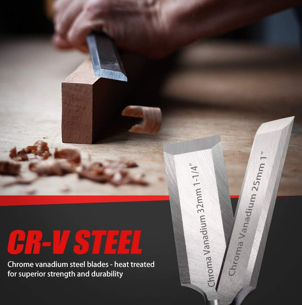 12 pc Wood Chisel Set Heat-Treated Cr-V Alloy Blades Woodworking Tools P775