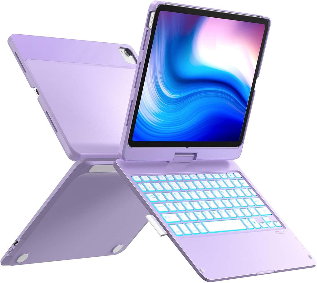 iPad Pro 11 Keyboard Case 360 Rotatable 7 Color Backlit Black T787