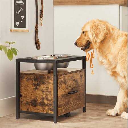 Elevated Dog Bowls with Storage Drawer 2 Bowls E86740