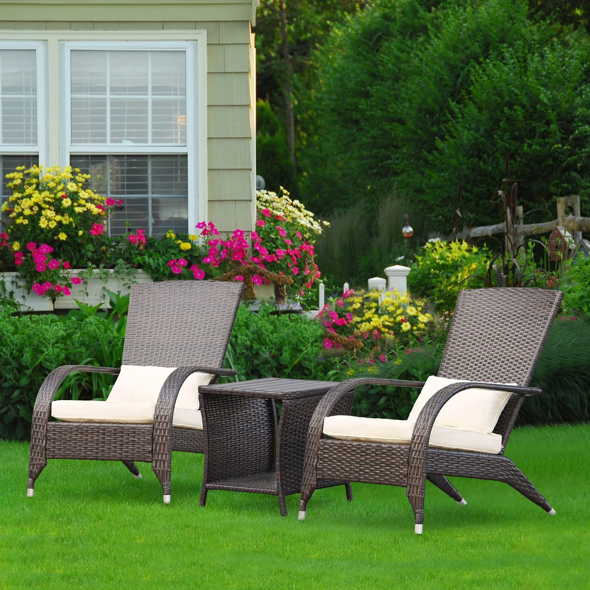 Brown Rattan Wicker Outdoor Side Table with Storage X537360
