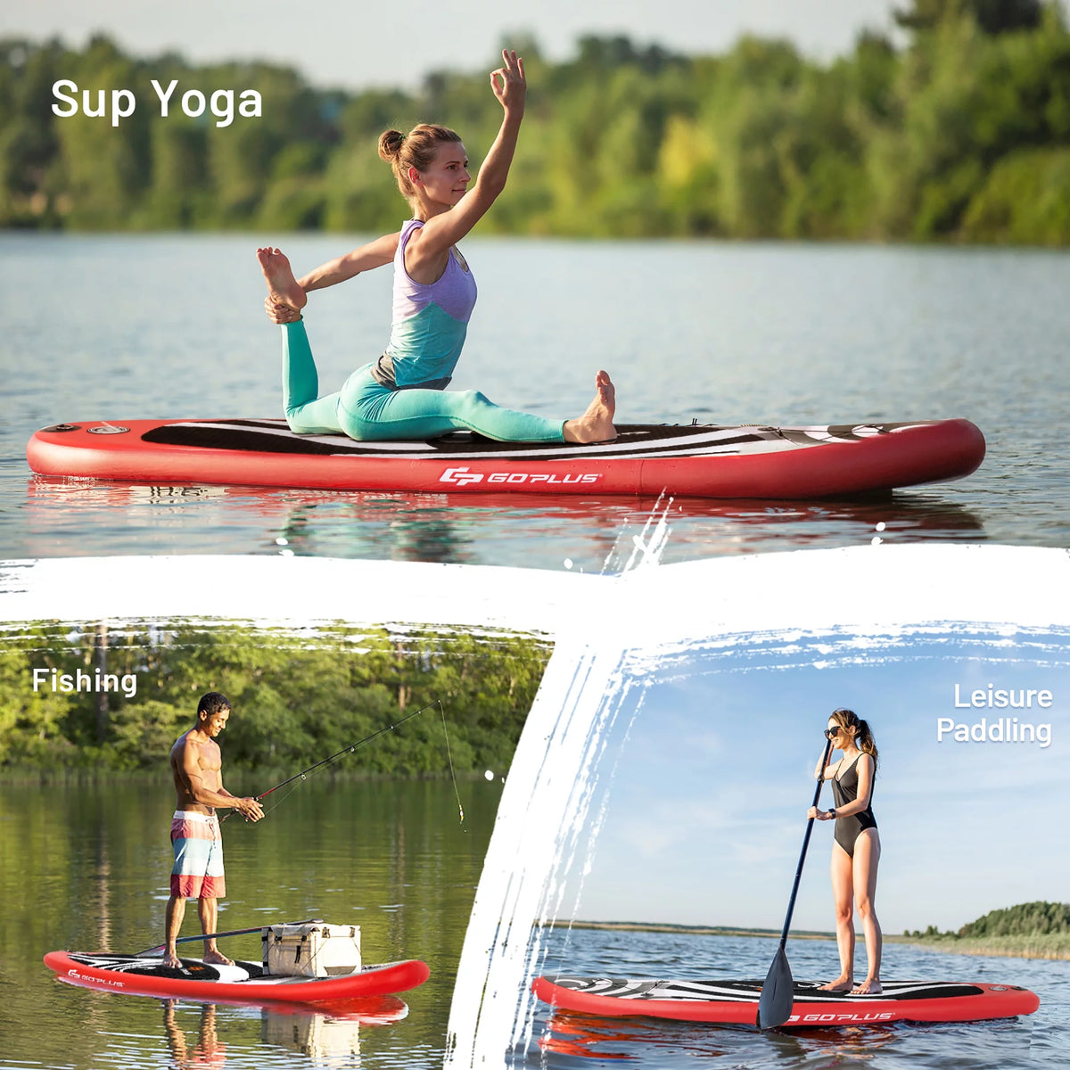 11' Inflatable Stand Up Paddle Board with Bag Paddle Pump Red O103556