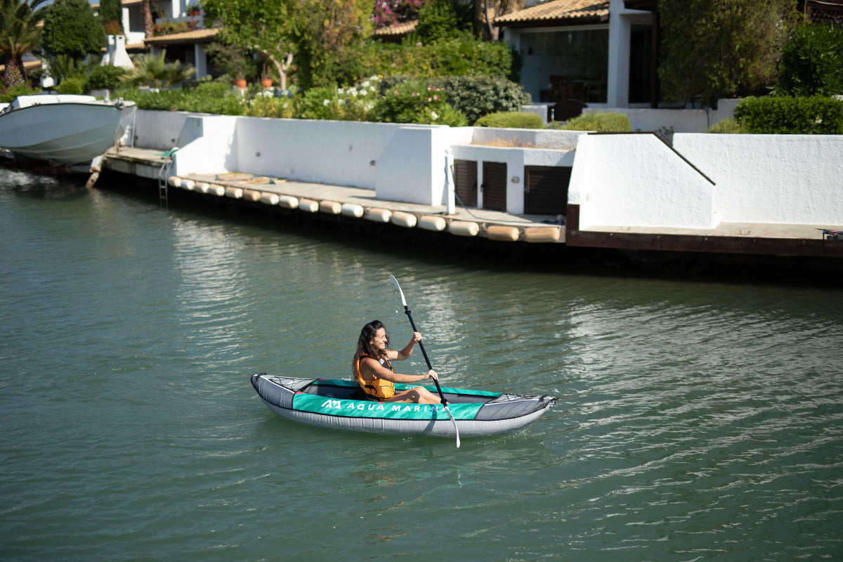 1 Person Inflatable Recreational Kayak with Carry Bag, Paddle, Fin, Pump & Safety Harness N137