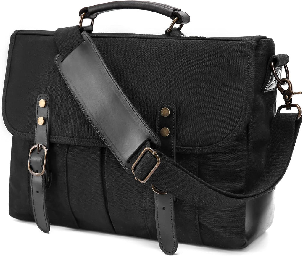 15.6 Inch Canvas Leather Messenger Bag O75487