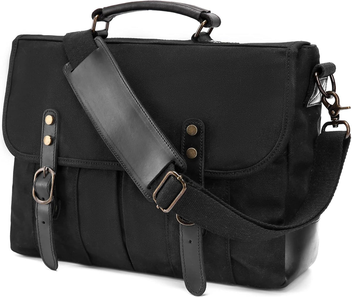 15.6 Inch Canvas Leather Messenger Bag O75487