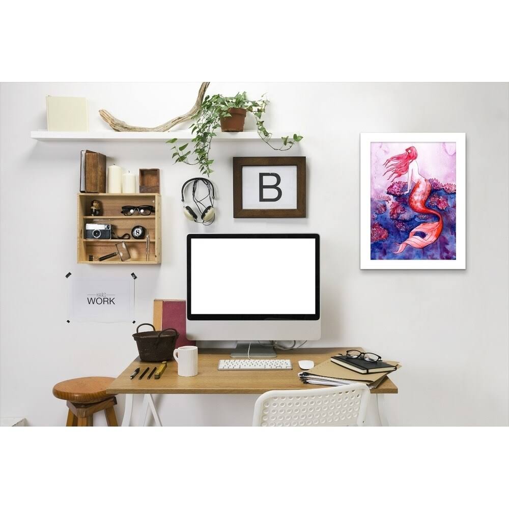 Red Coral Mermaid Black Frame R98588