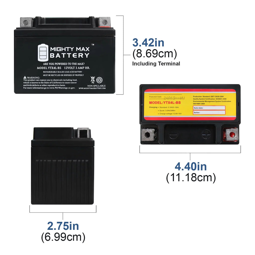 12V 3Ah 50CCA Replacement Battery G4549