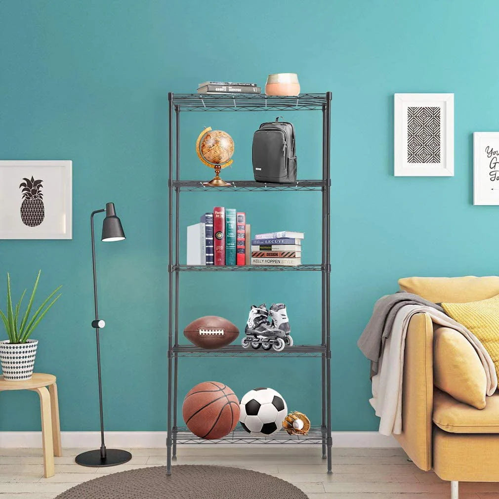 5-Shelf Black Metal Freestanding Shelves X17225