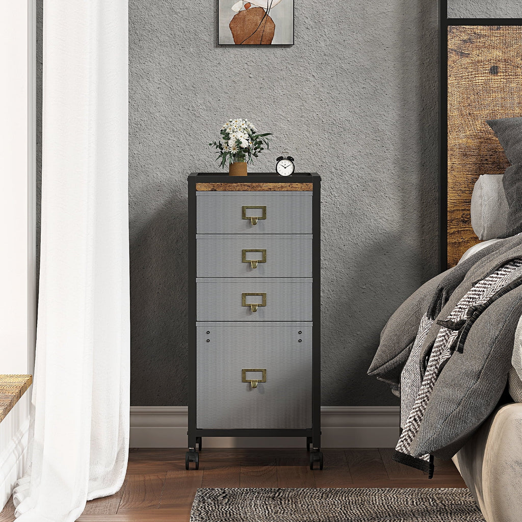 4 Drawer Black Fabric File Cabinet G588977