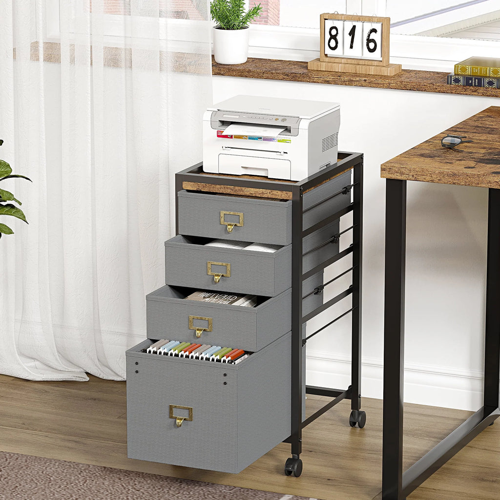 4 Drawer Black Fabric File Cabinet G588977