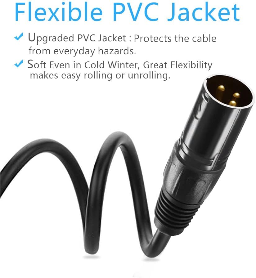 25 ft 3 Pin XLR Male to Female DMX Cable, 4 Pack J221299