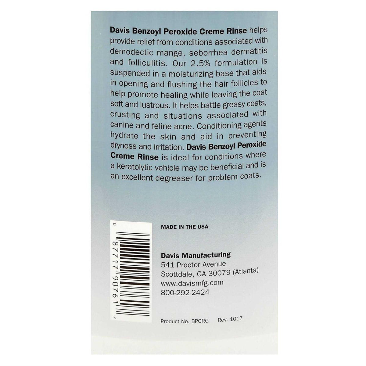 Benzoyl Peroxide Creme Rinse A53741
