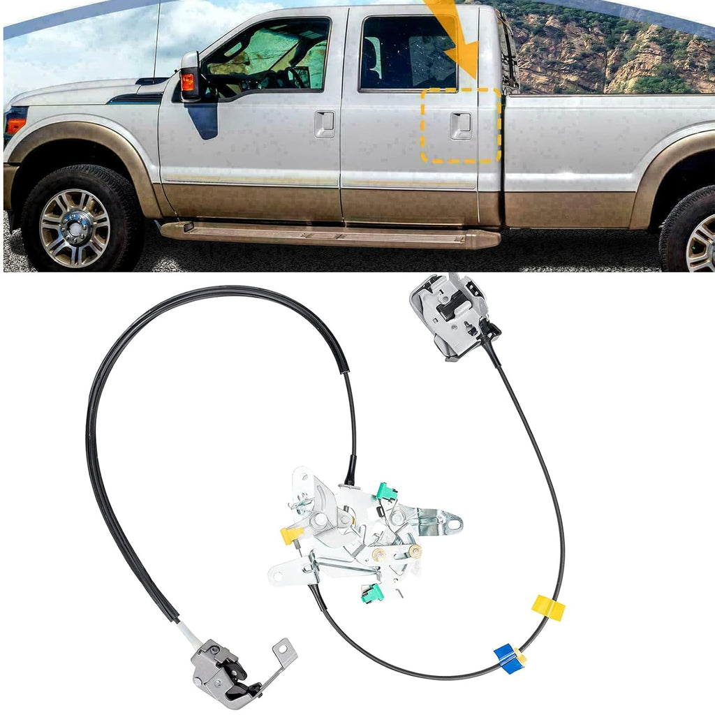 Left Driver Side Rear Door Lock Latch Cable Assembly Set for Ford F250 F350 F450 F550 Super Duty Extended Cab 1999-2007 Pack of 2 I620