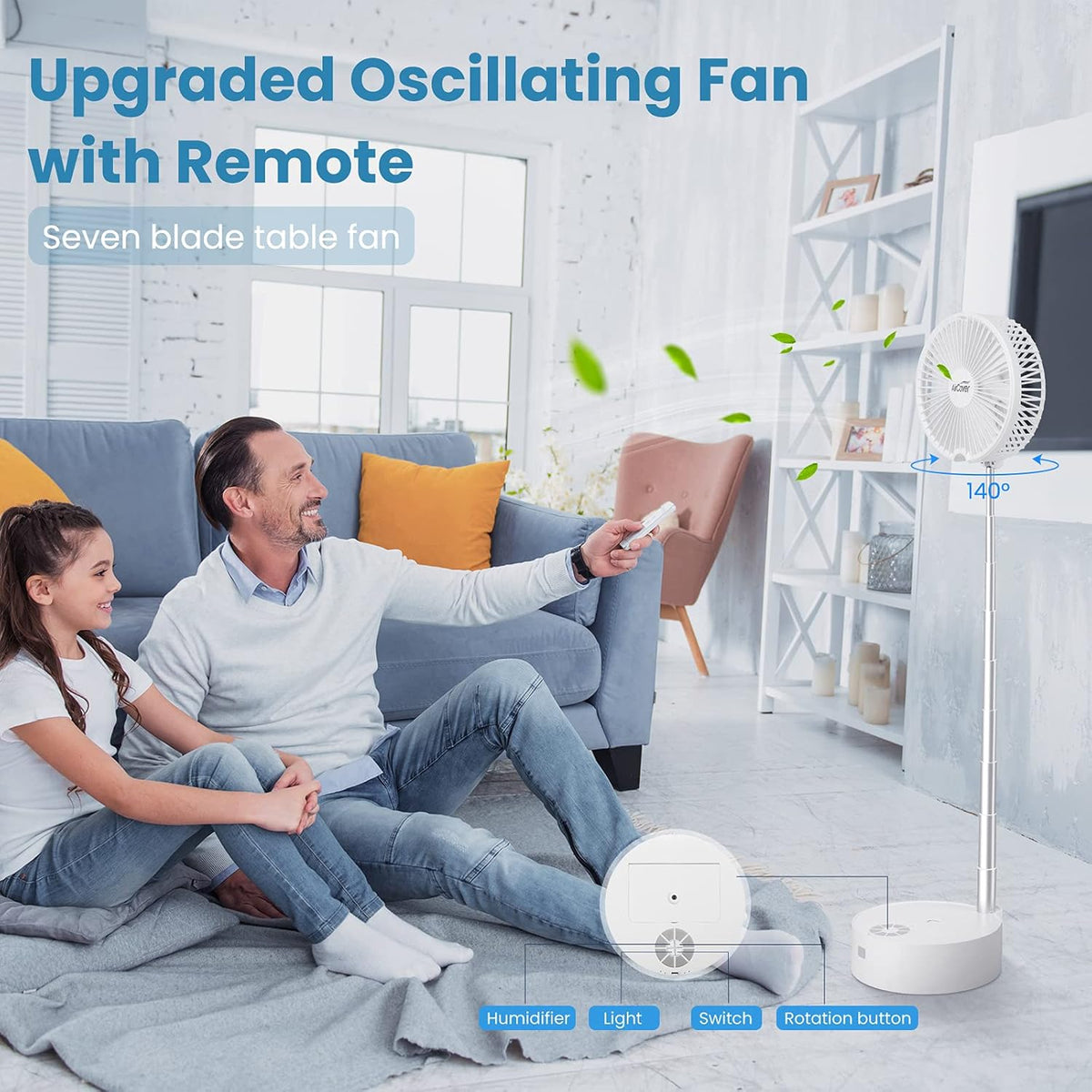 8-Inch Cordless Rechargeable Oscillating Fan with Remote Z3996