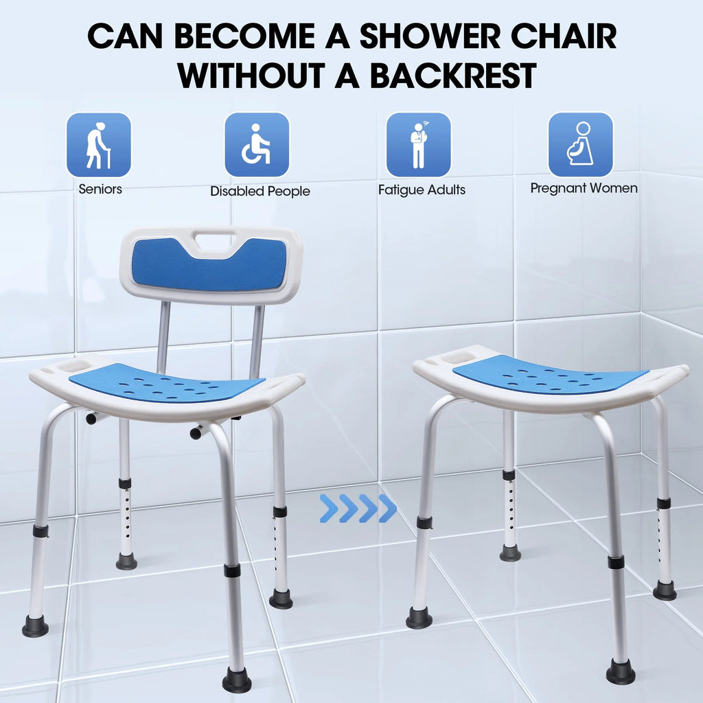 Bath and Shower Chair with Back and Padded Armrests, Height Adjustable M21719