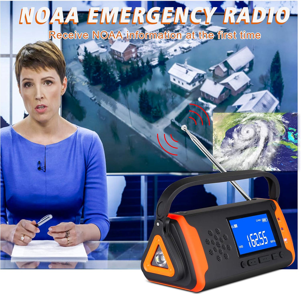 Emergency Weather Crank Radio 6000mAh Solar Hand Crank AM/FM/NOAA R808354