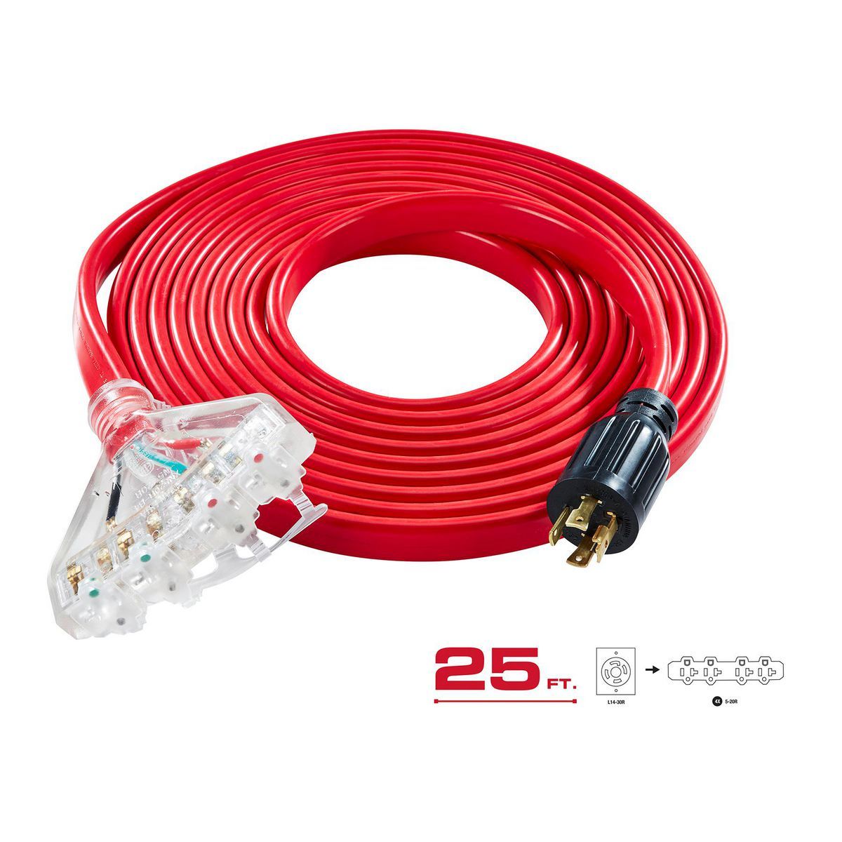 25 ft. 30 Amp 125/250V 4-Outlet Generator Extension Cord K49579