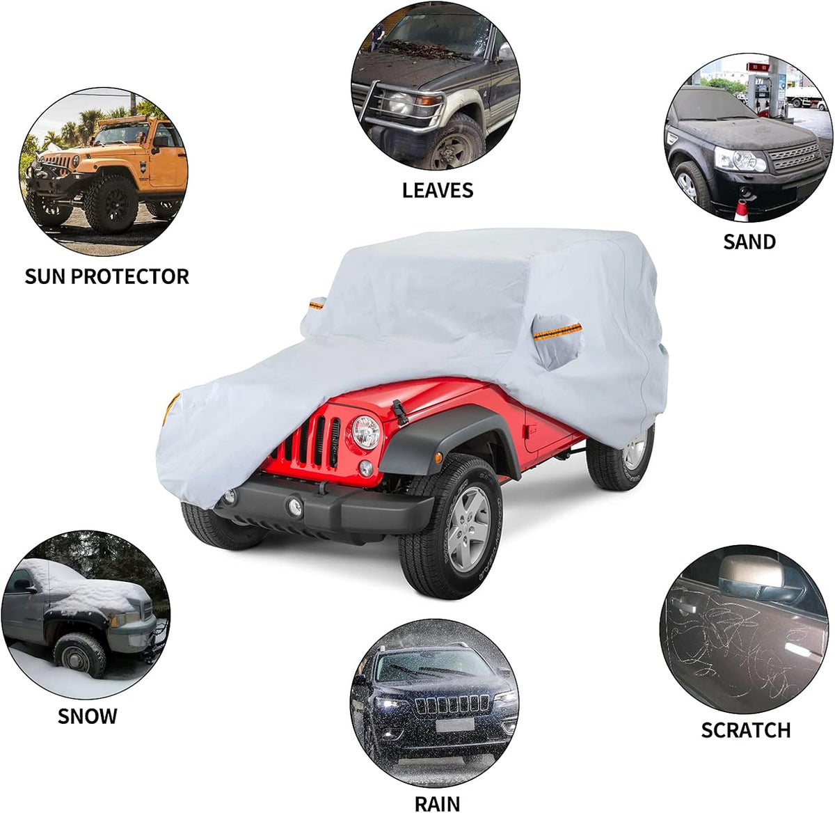 Waterproof Car Cover with Driver Door Zipper H3623