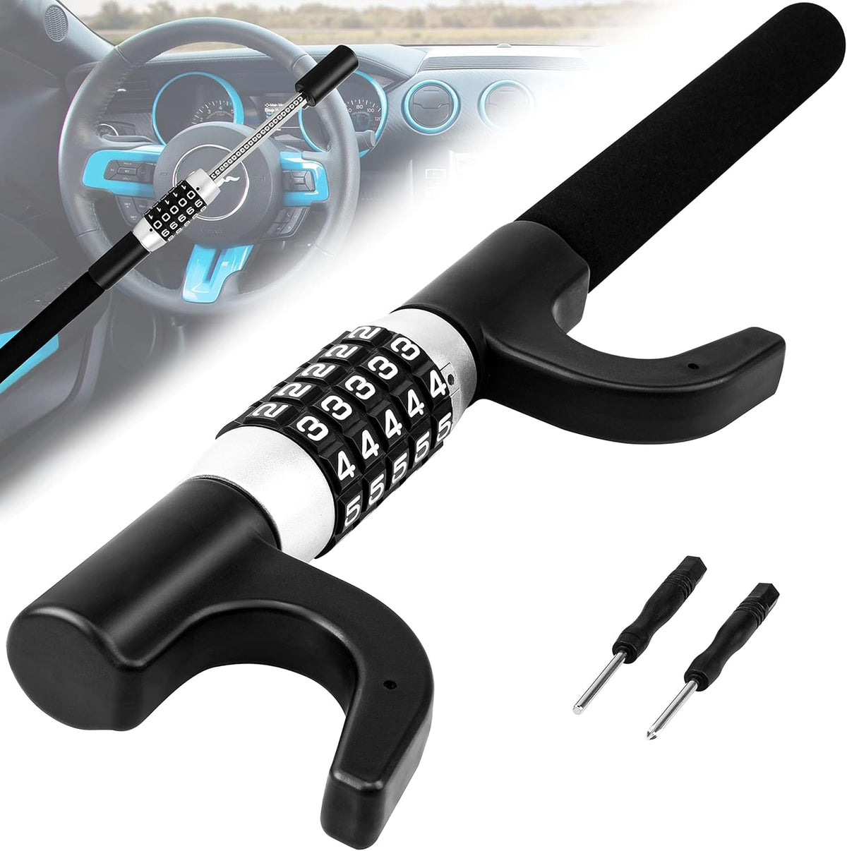Steering Wheel Lock Heavy Duty Anti Theft Steel Universal Fit M156