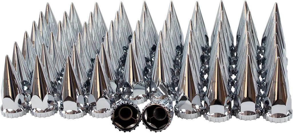 33mm Chrome ABS Plastic Spiked Screw on Lug Nut Covers Caps with Flange (40) X8611