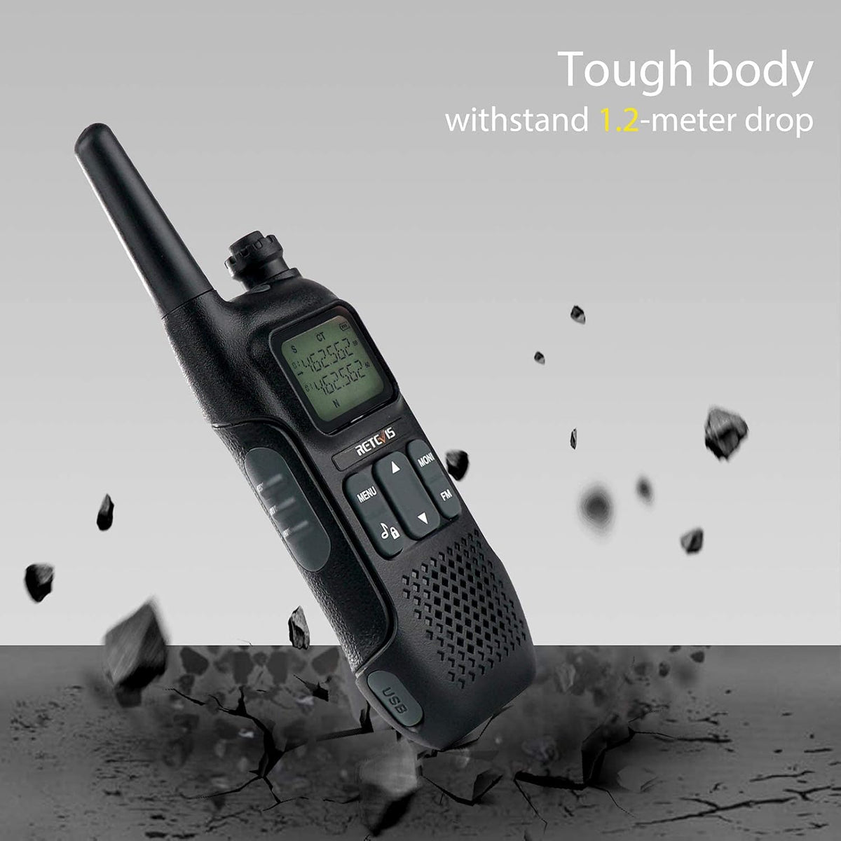 Rechargeable Two Way Radio with Battery and Lanyard, 4 Pack J755