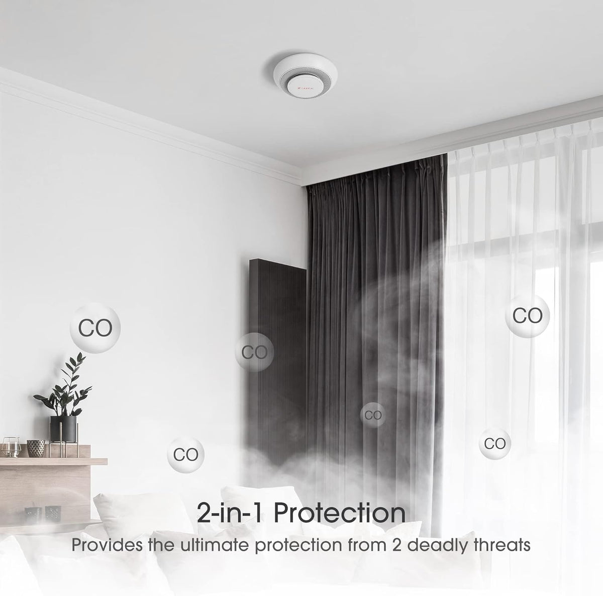Wireless Interconnected Combination Smoke Carbon Monoxide Detector Alarm D814