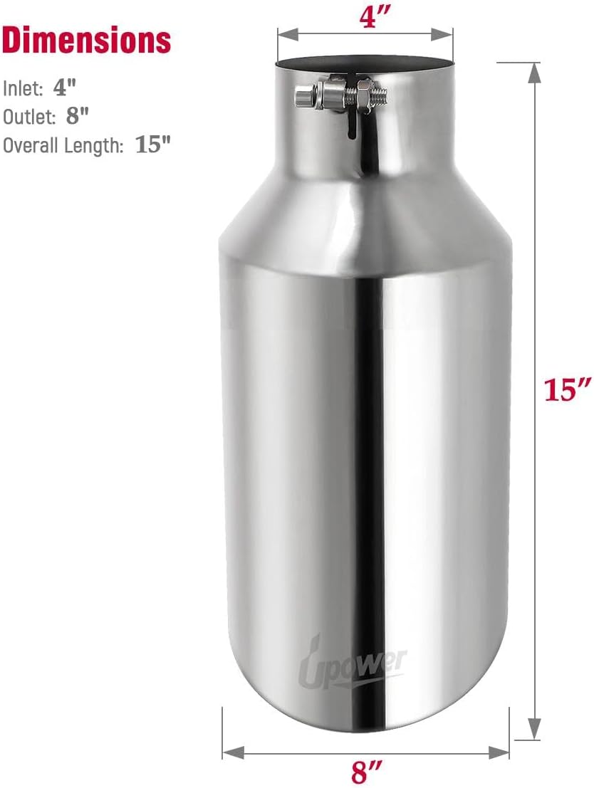 4 inch Inlet 8 inch Outlet Stainless Steel Exhaust Tip V150