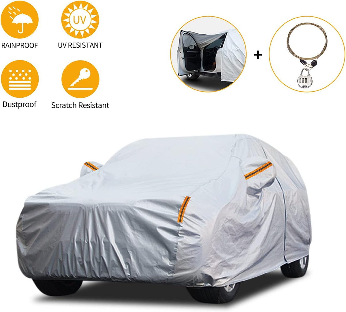 Waterproof Car Cover with Driver Door Zipper H3623