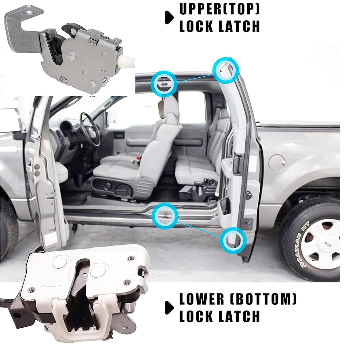 Left Driver Side Rear Door Lock Latch Cable Assembly Set for Ford F250 F350 F450 F550 Super Duty Extended Cab 1999-2007 Pack of 2 I620
