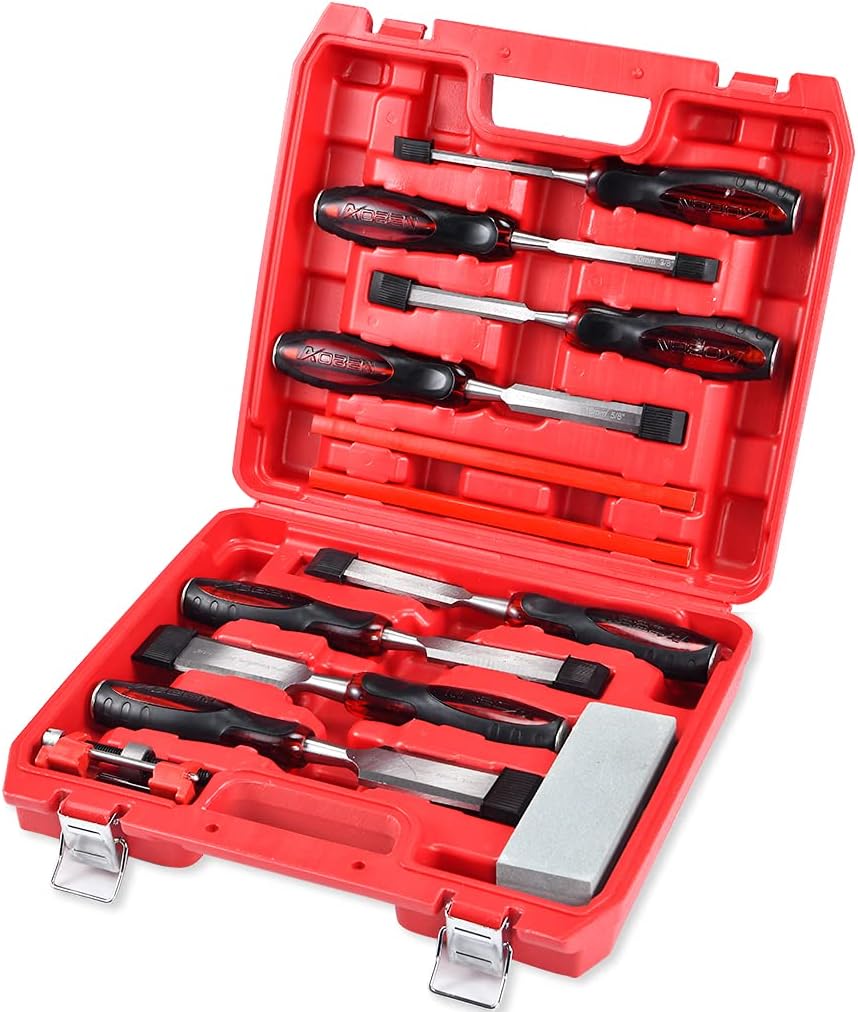 12 pc Wood Chisel Set Heat-Treated Cr-V Alloy Blades Woodworking Tools P775