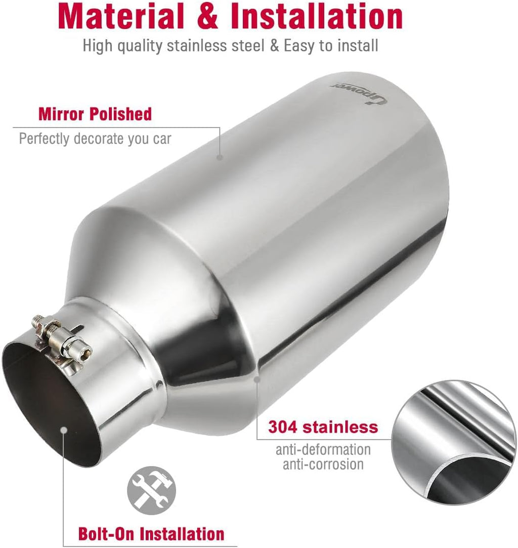 4 inch Inlet 8 inch Outlet Stainless Steel Exhaust Tip V150
