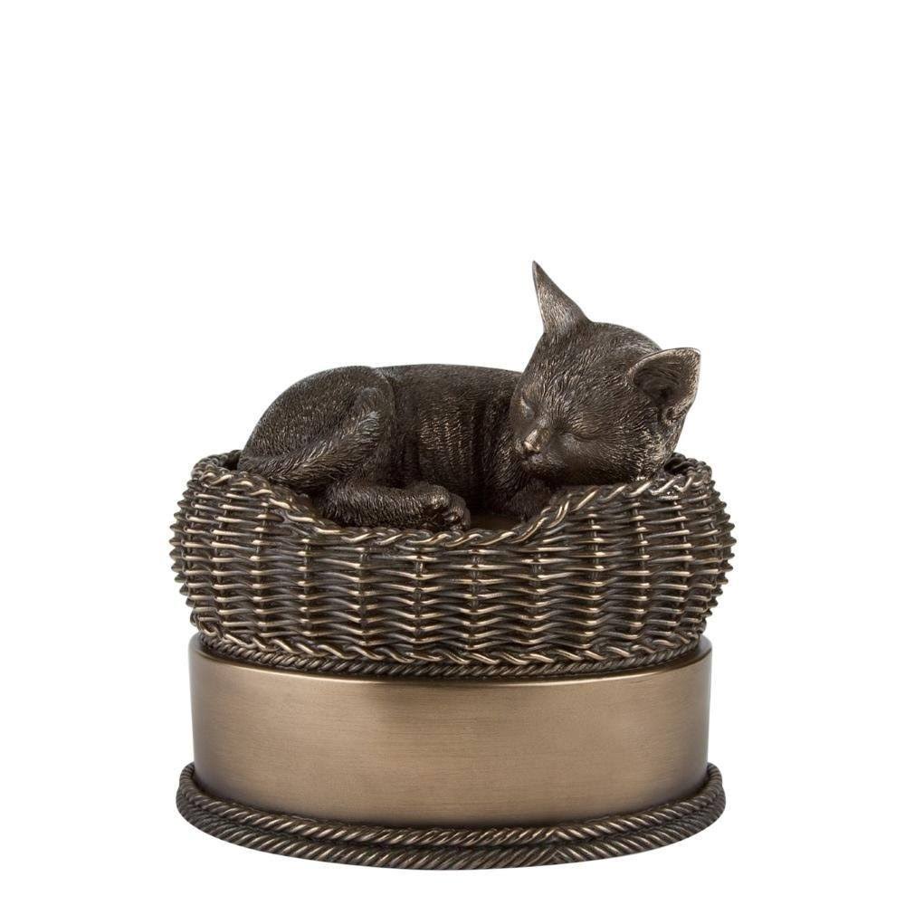 Bronze Cat in Basket Cremation Urn G379