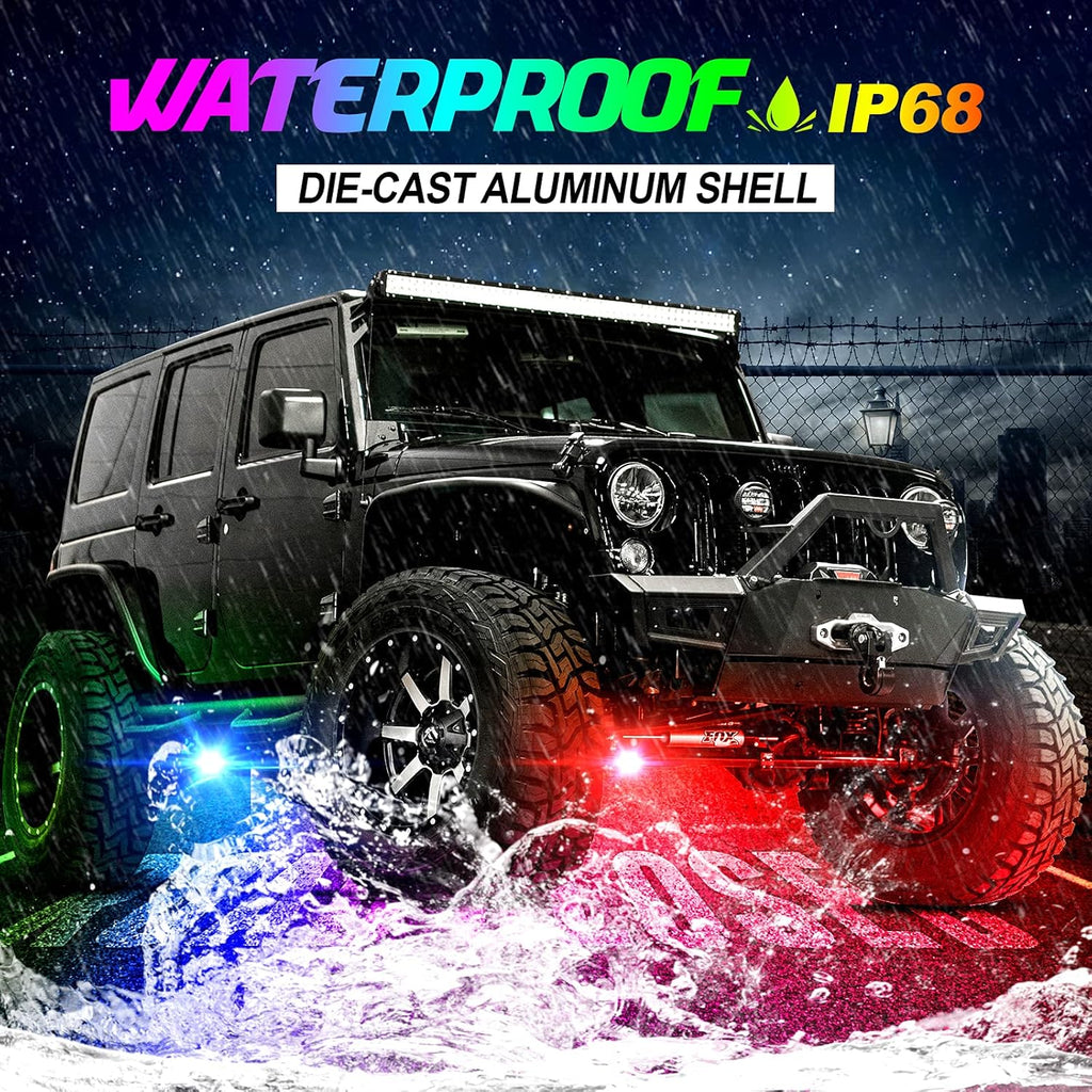 Multicolor Waterproof LED Rock Lights Kit 4 Pods H224880