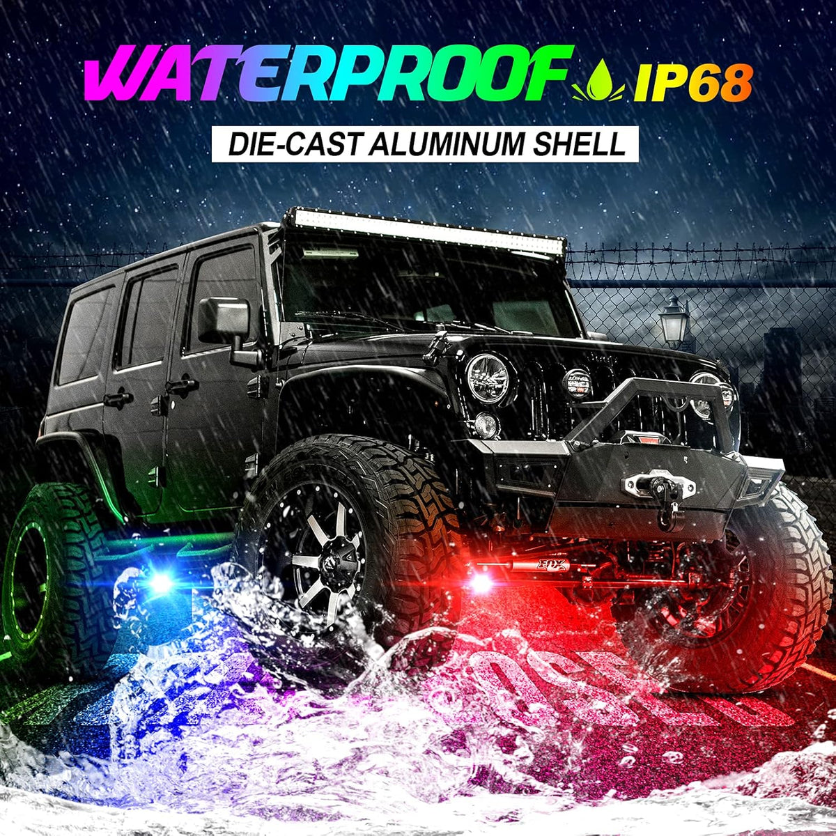 Multicolor Waterproof LED Rock Lights Kit 4 Pods H224880