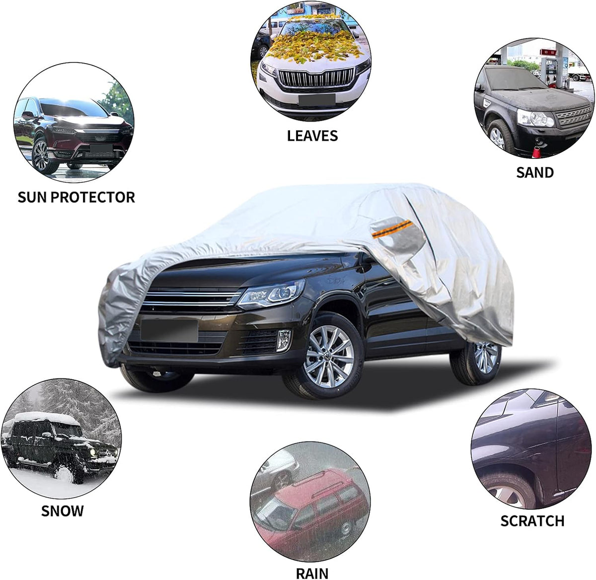 Waterproof Car Cover with Driver Door Zipper H3623