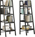 4-Tier Ladder Bookshelf Wooden Metal Frame Brown Q91497