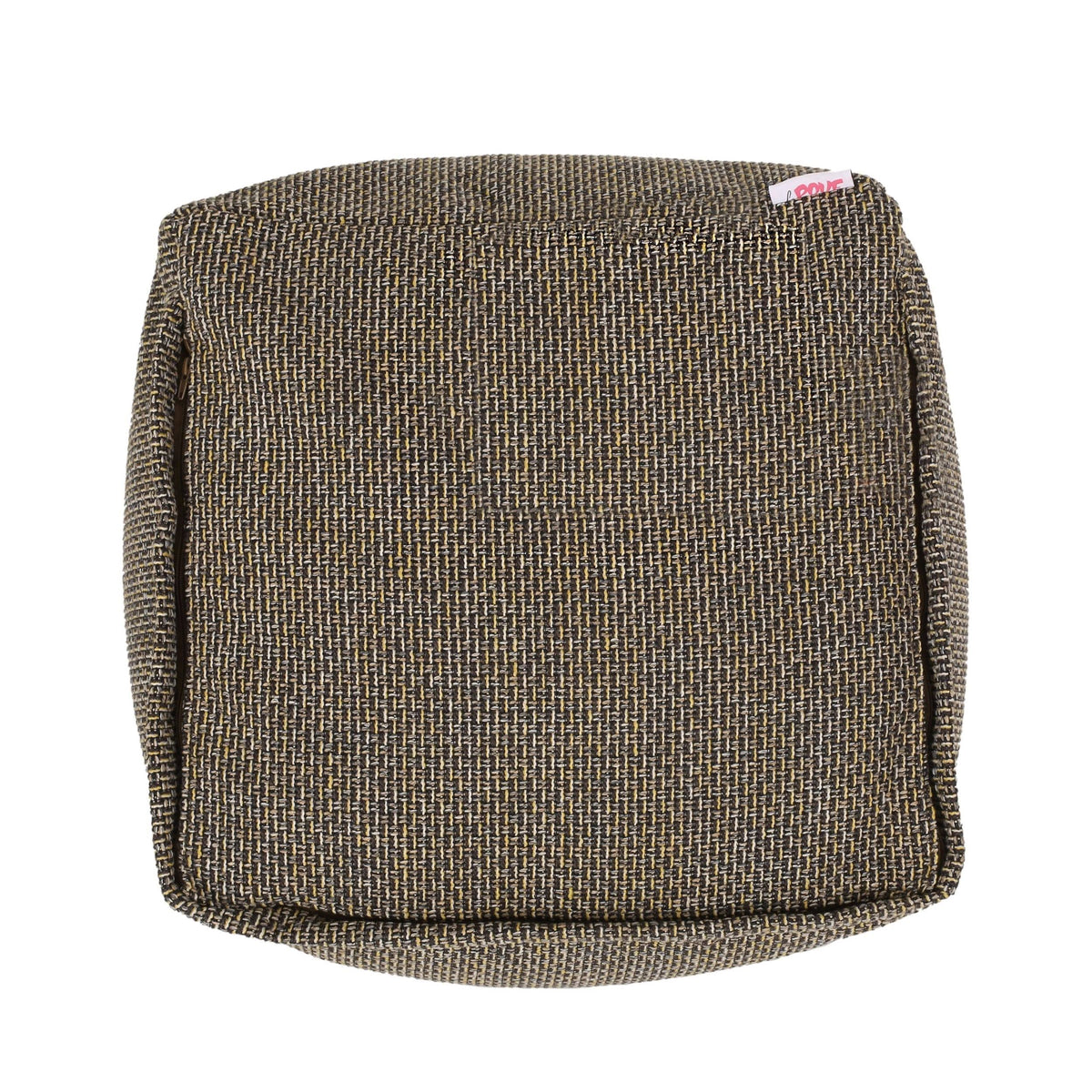 Brown Yellow Fabric Cube Pouf P9127
