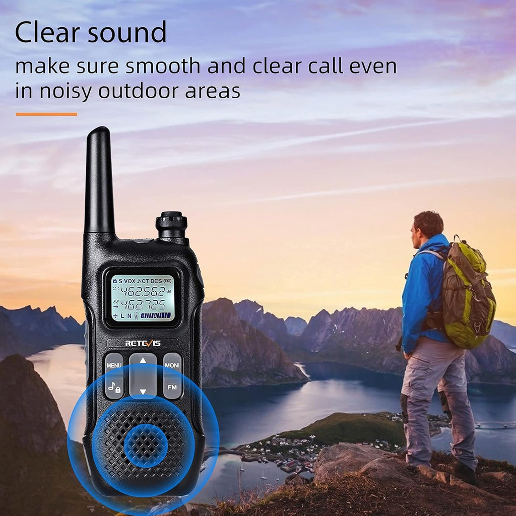 Rechargeable Two Way Radio with Battery and Lanyard, 4 Pack J755